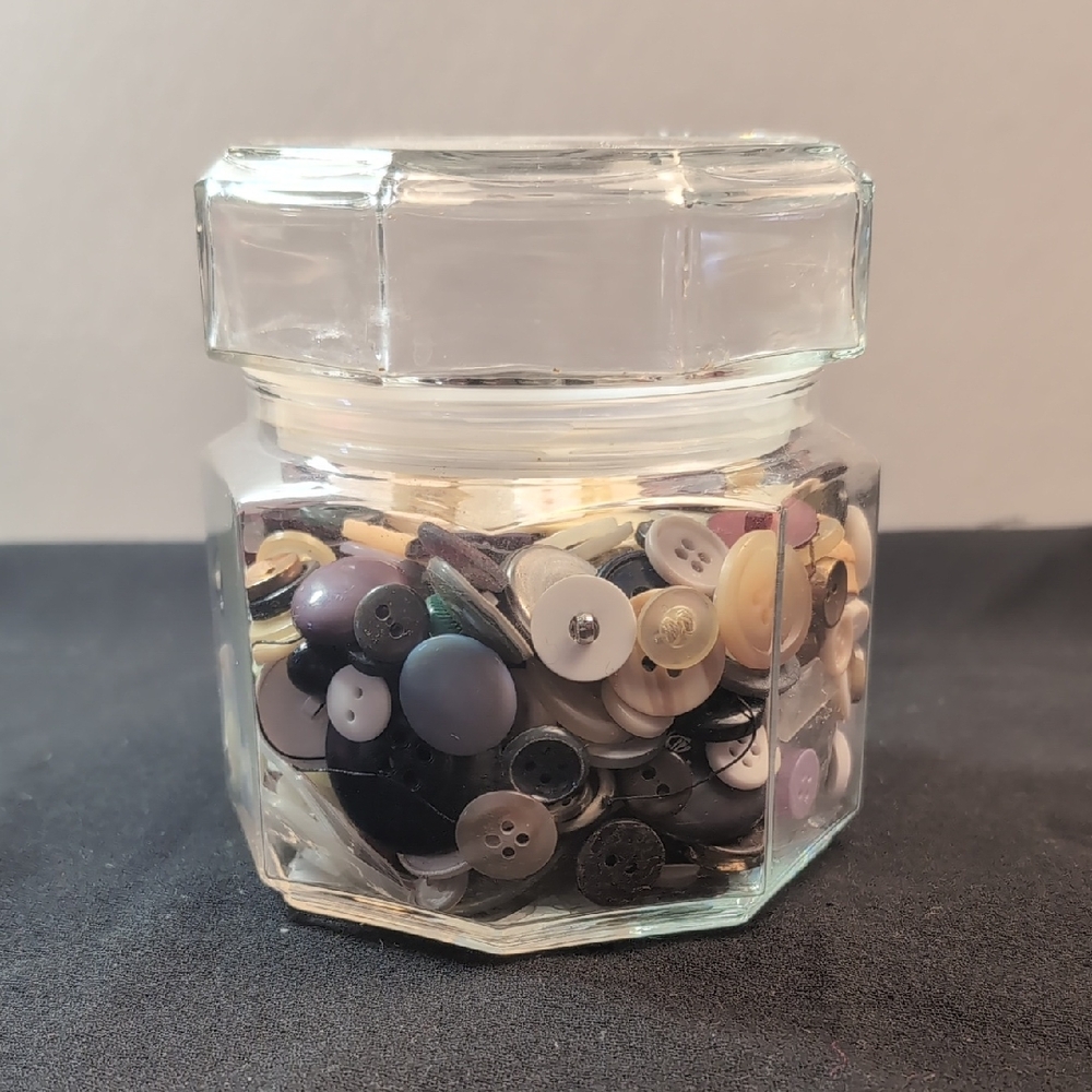 Assorted Vintage Button Lot with Glass Jar For Sewing or Crafts Lot #2